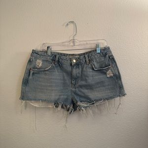 Topshop Moto Cory Light-wash Denim Shorts Size US 10